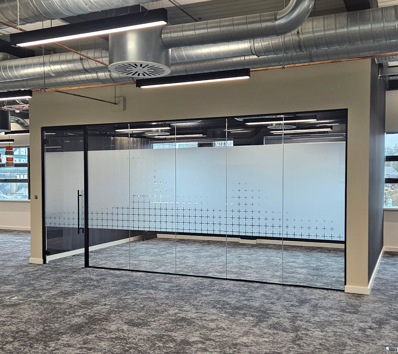 Acoustic single glazed office glass partition Newcastle