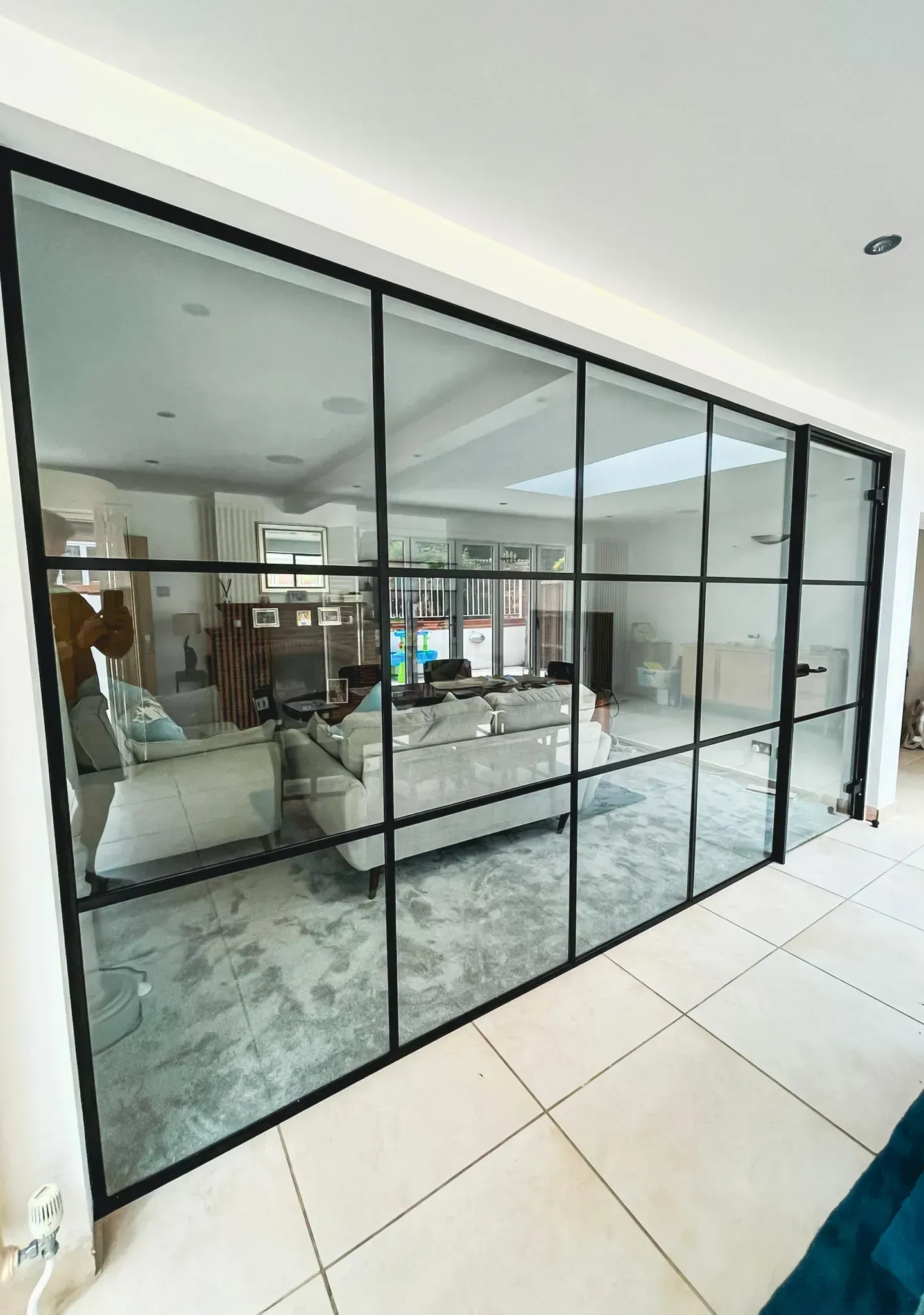 Crittall Style Glass Partition in a Domestic Setting