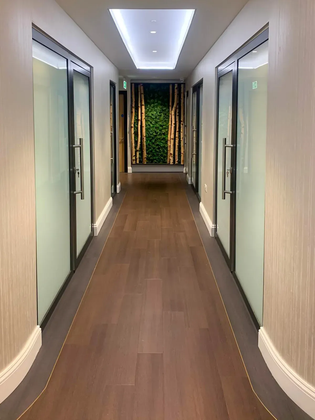 Steel Fire Screens and Steel Fire-Rated Glass Doors in a Commercial Setting