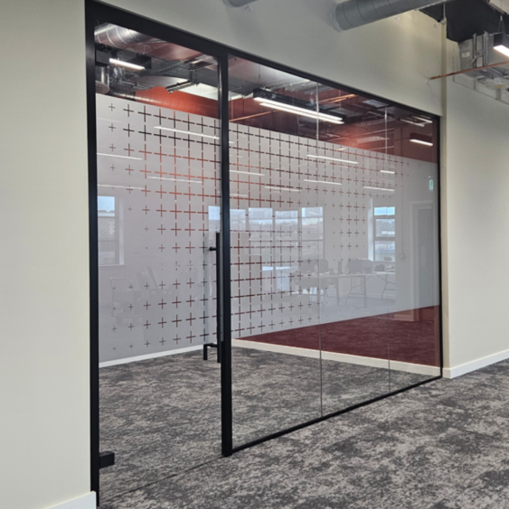 Acoustic office glass partition installed in Newcastle Quayside by Clear Divide