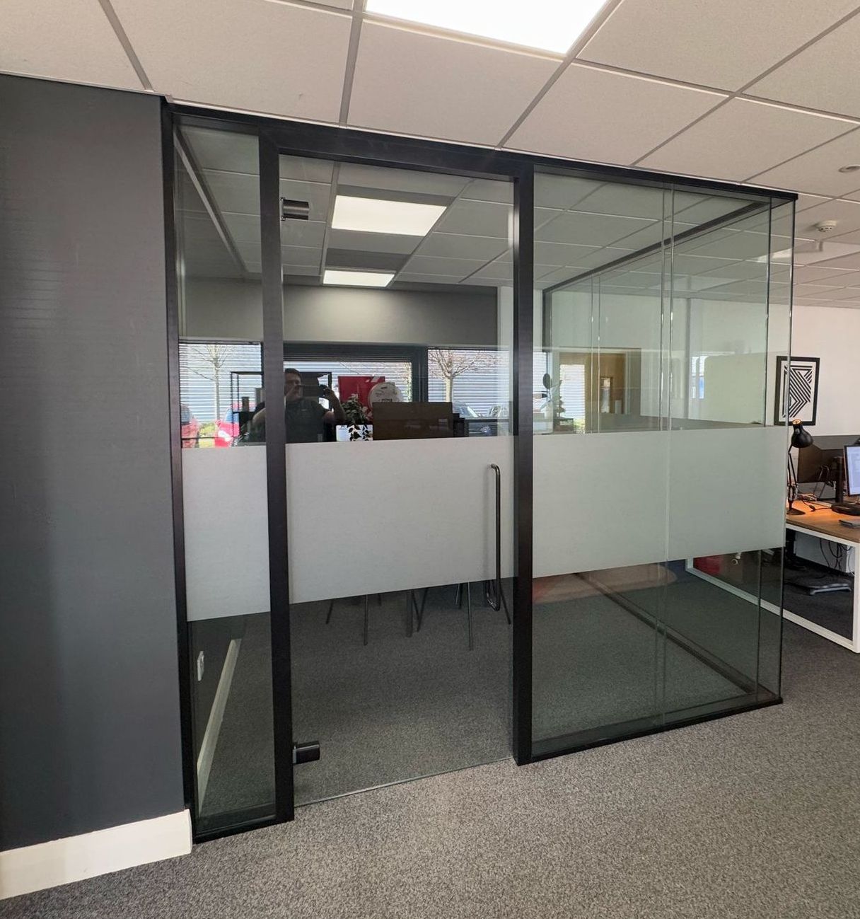 Clear Divide’s acoustic office glass partition system installed in North East commercial space