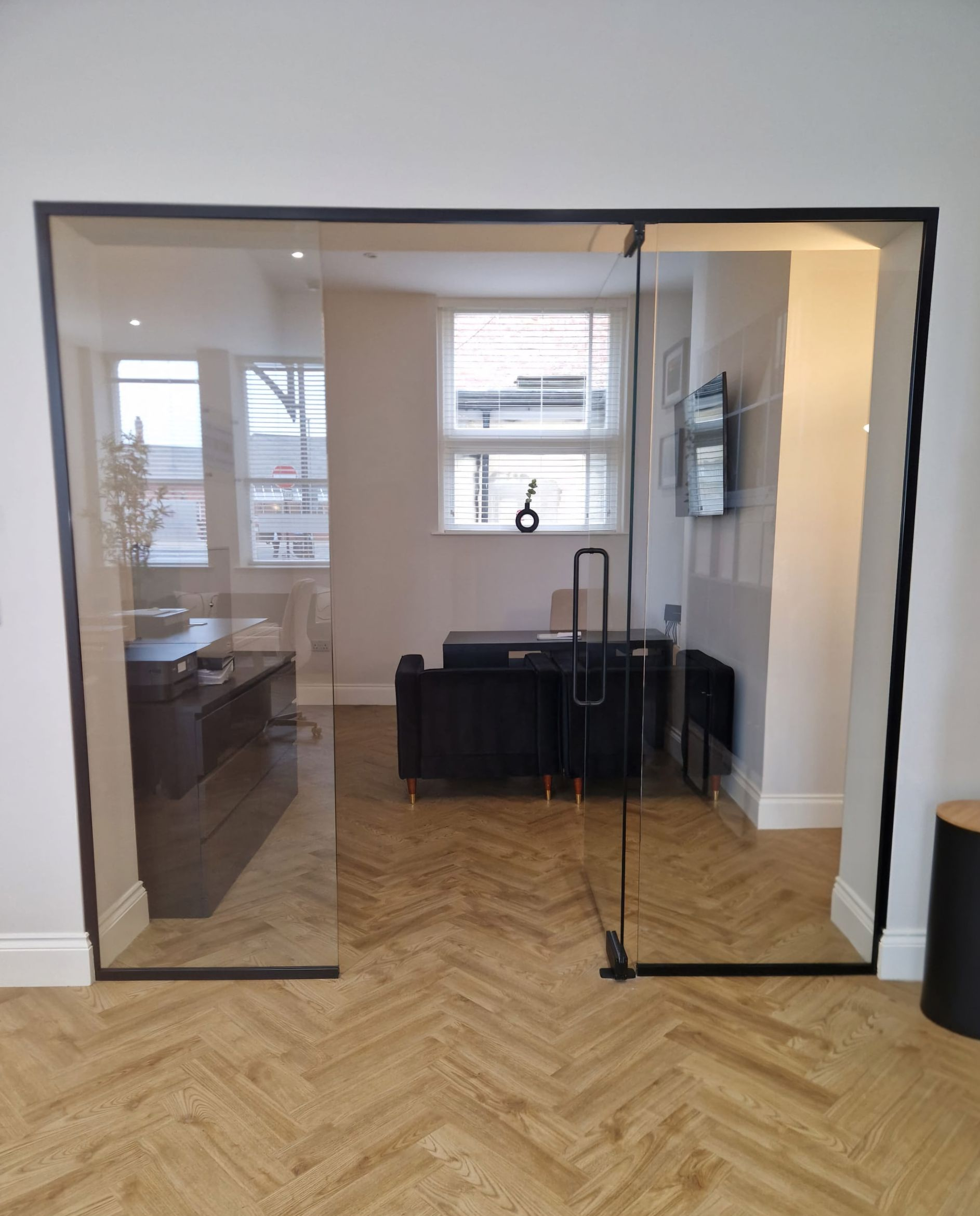 Full frameless glass office partition installed in Hartlepool, Teeside