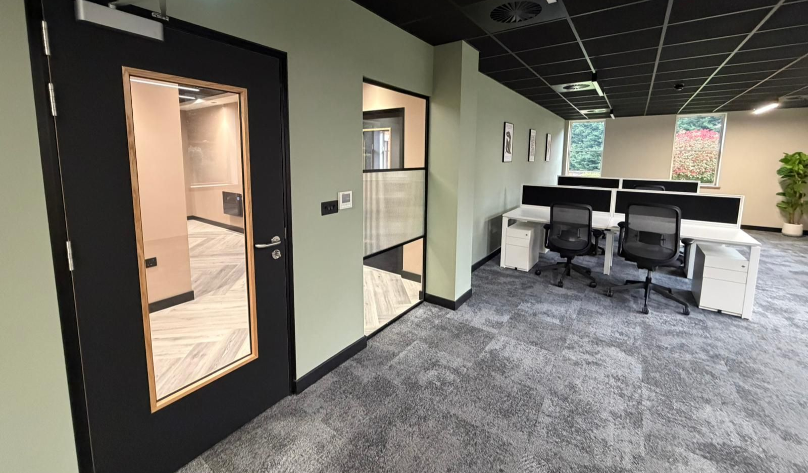 Modern office fit out with crittall style glass partitions Ascot