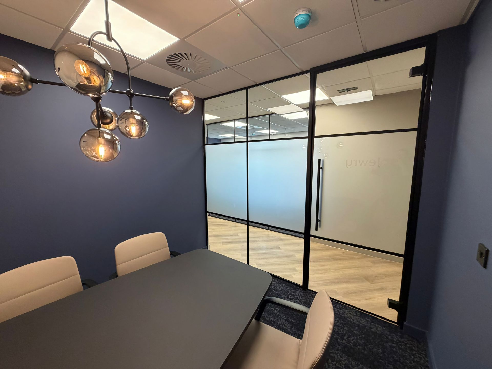 Modern glass office partition installation South Coast of England