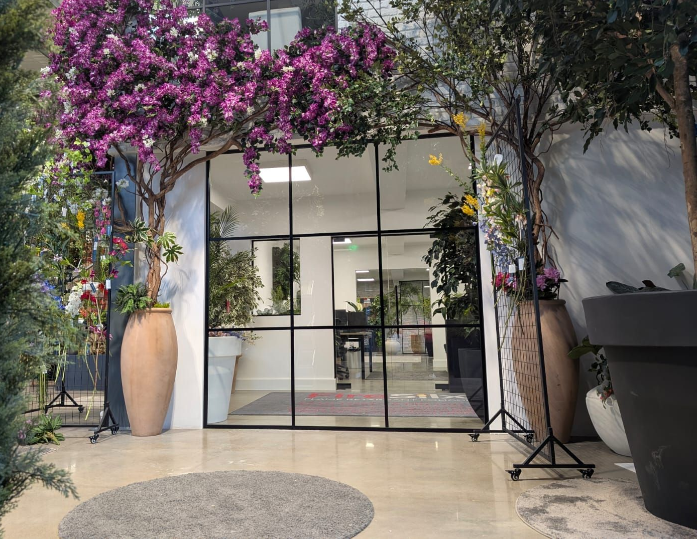 Industrial look banded glass partition by Clear Divide Glass Partitions