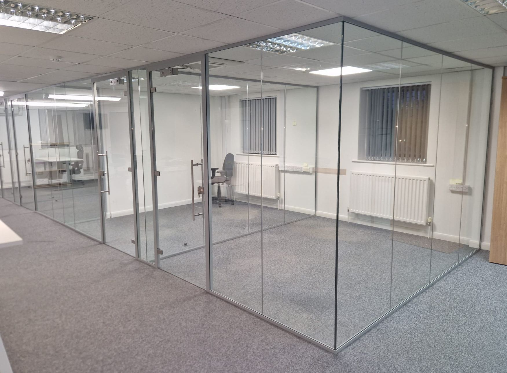 Clear Divide installed acoustic glass office partitions in Teeside