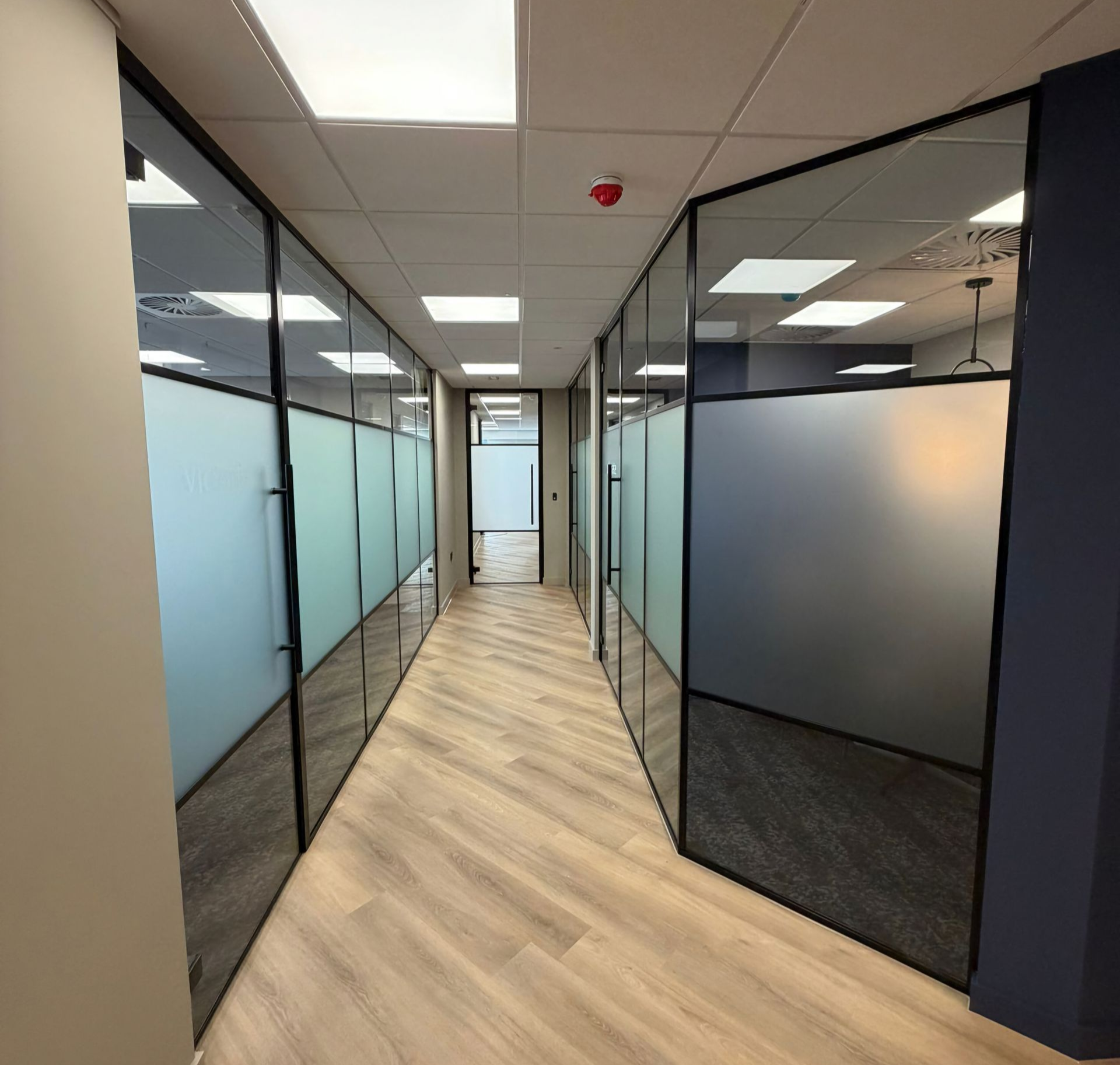 Banded Crittall Style Office Partitions installed by Clear Divide