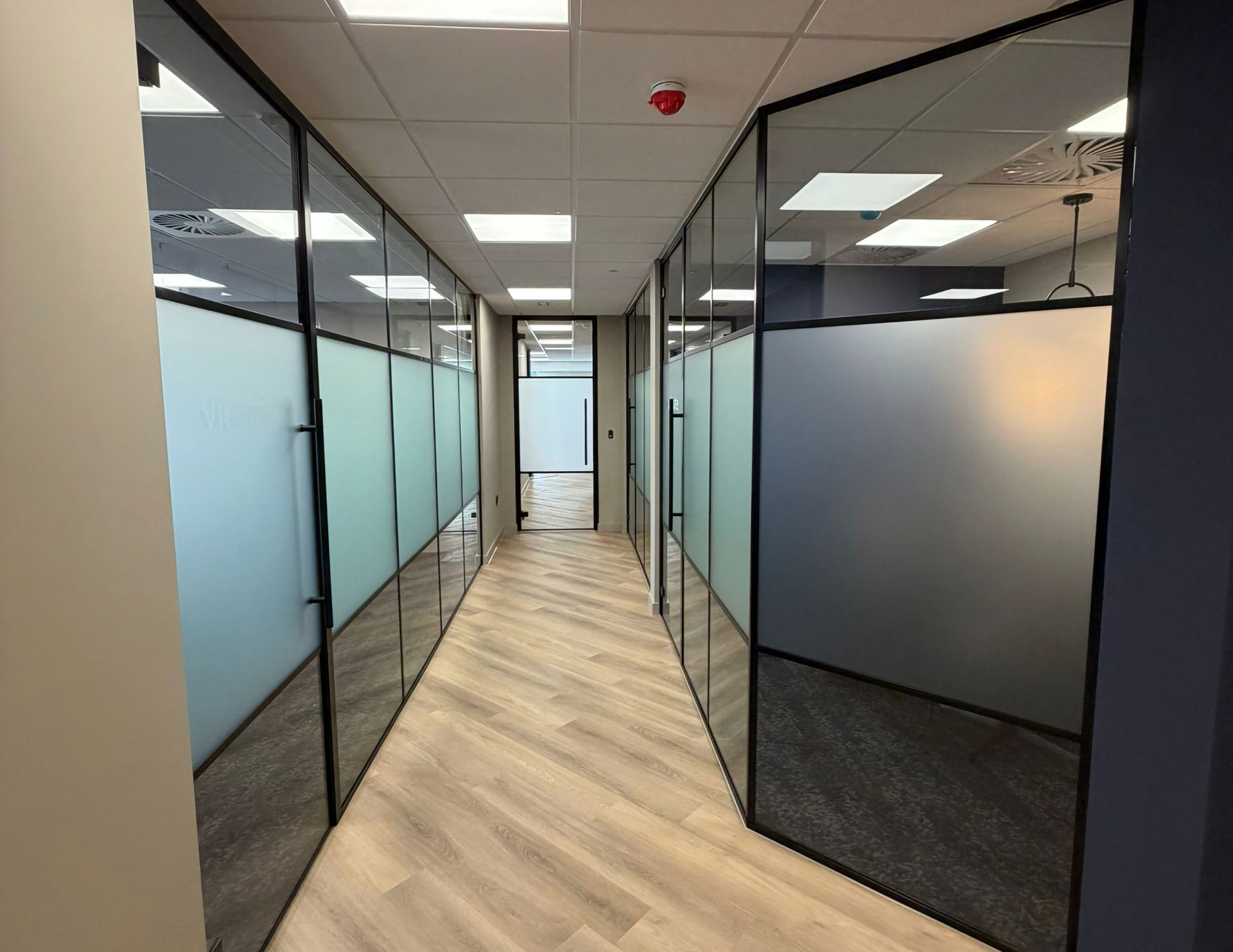 Crittall style glass office partitions Winchester Hampshire by Clear Divide