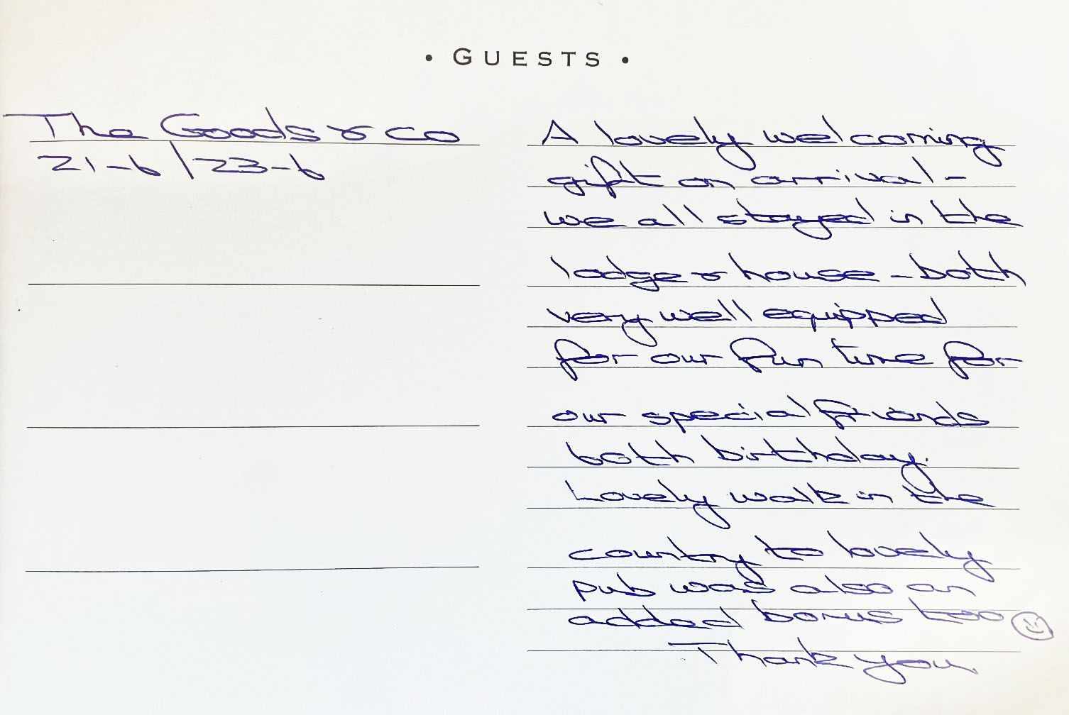 Arniss Lodge New Forest guest book five-star.