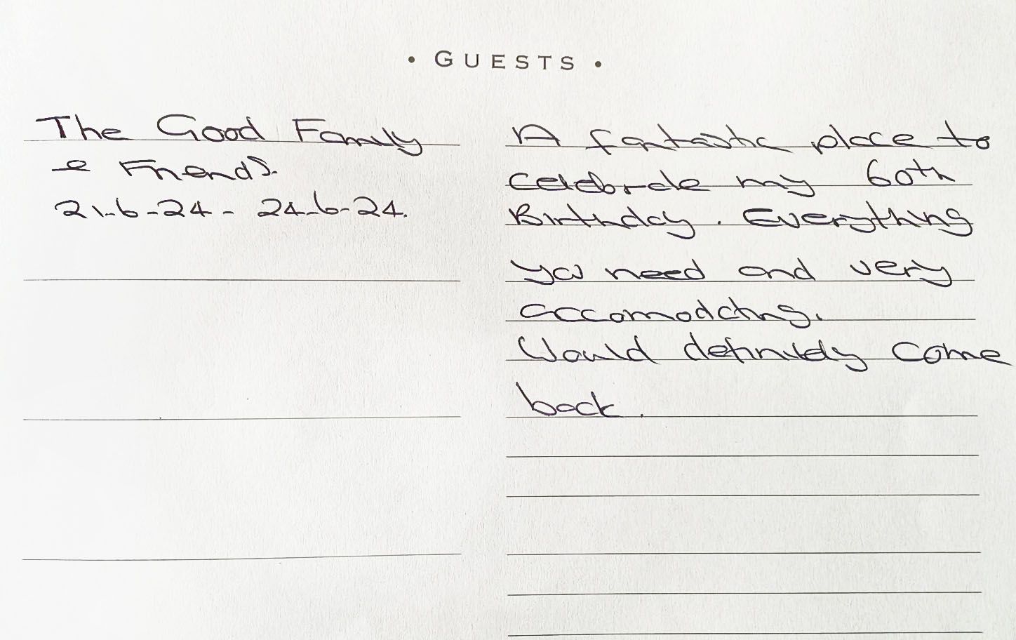 Arniss Lodge New Forest guest book five-star.