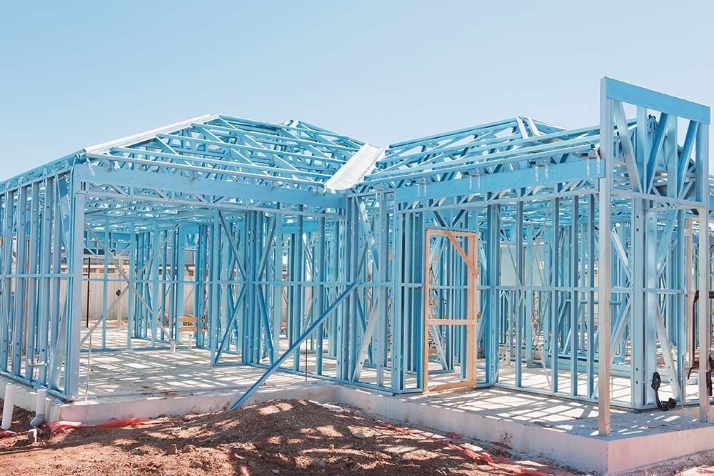Blue Metal Frame of House Under Construction — NBM Constructions in Wodonga