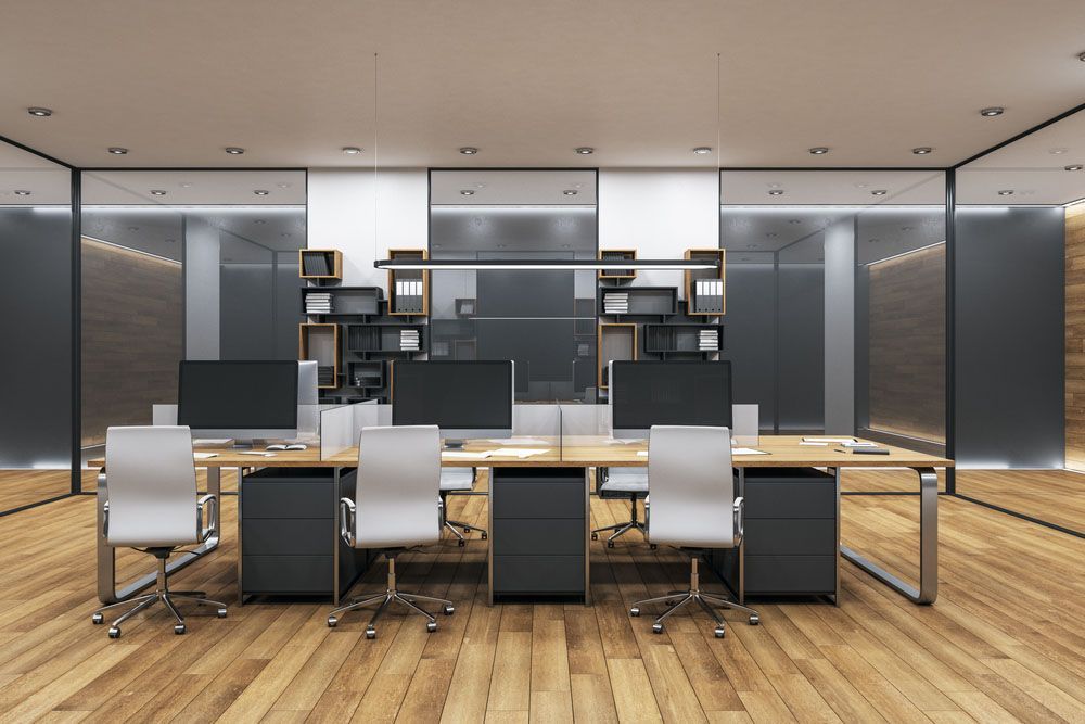 Desks with Computers and Chairs — NBM Constructions in Albury