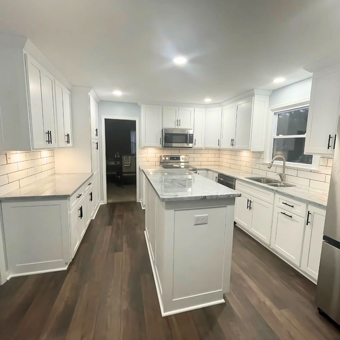 Stunning Kitchen with White Cabinets and Island