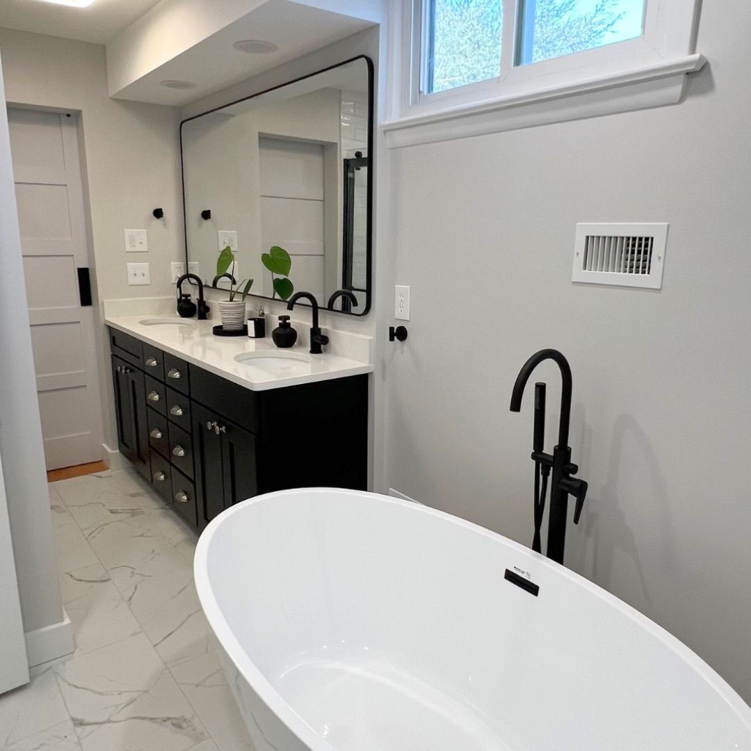 Modern Bathroom Remodel with Soaking Tub and LIghting