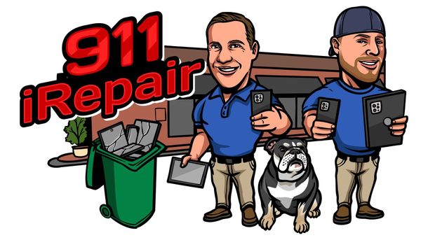 911 iphone repair auburn ma cartoon logo