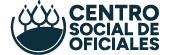 Logotipo del "Centro Social de Oficiales" con texto verde azulado y un emblema verde azulado.