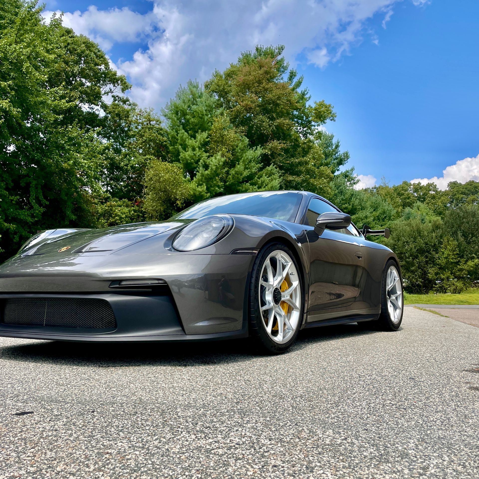 gray car full front view