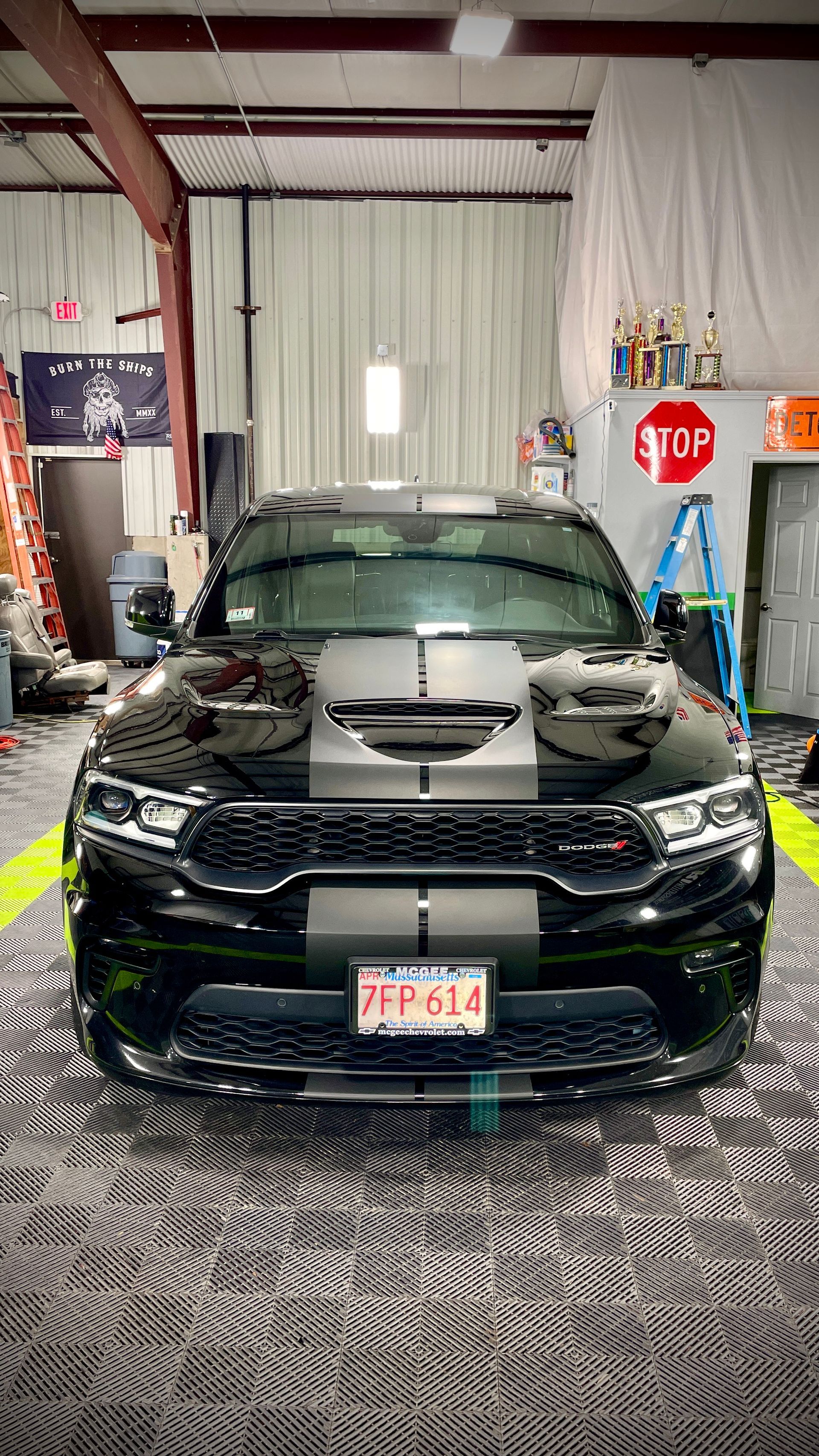 black with matte stripe