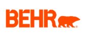 The behr logo is orange and has a bear on it.