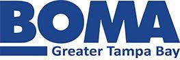 The logo for boma greater tampa bay is blue and white.