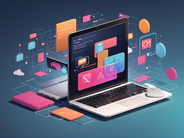 Professional team working on modern website design layout