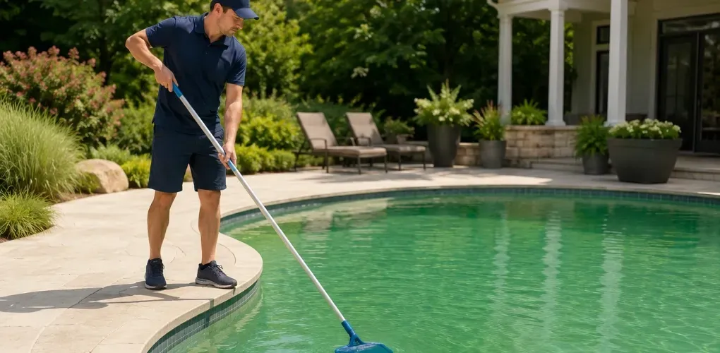Cleaning a green pool