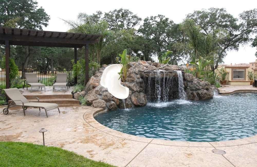 Rock Waterfall Swimming Pool Slide