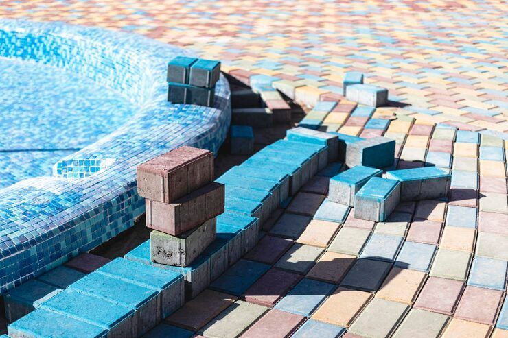 bricks use for inground pool installation