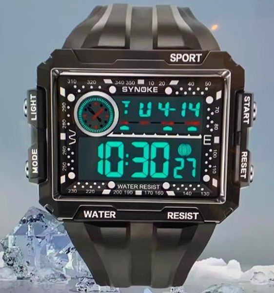 Een digitaal horloge geeft de tijd weer als 10:30