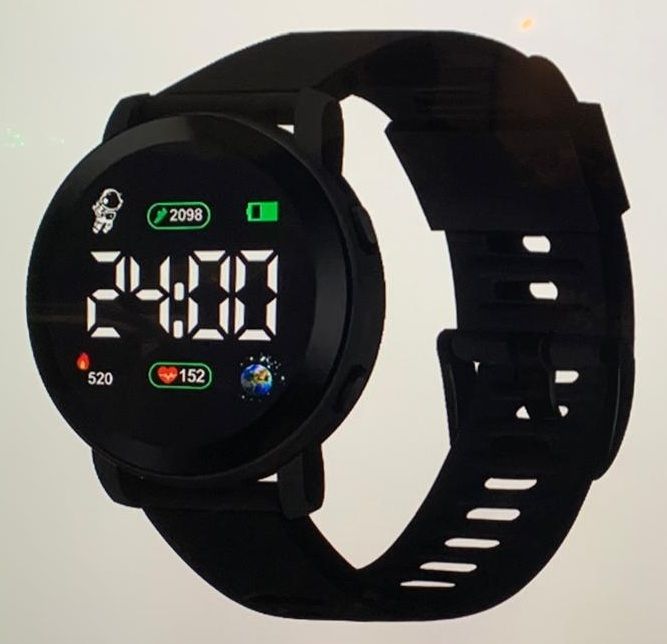 Een zwart slim horloge geeft de tijd aan als 2:00