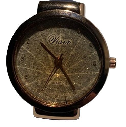 Een viser quartzhorloge met een zwarte band