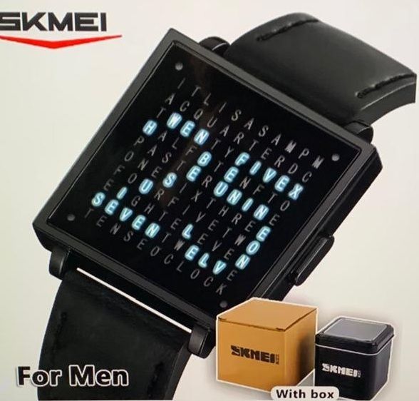 Een skmei horloge met een doosje eraan vast