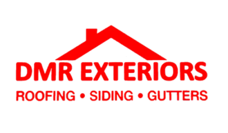 The logo for dmr exteriors roofing siding and gutters