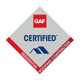 A logo for a certified residential roofing contractor