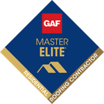 A logo for a certified residential roofing contractor