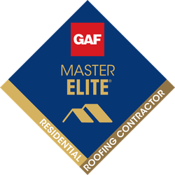 A logo for a certified residential roofing contractor