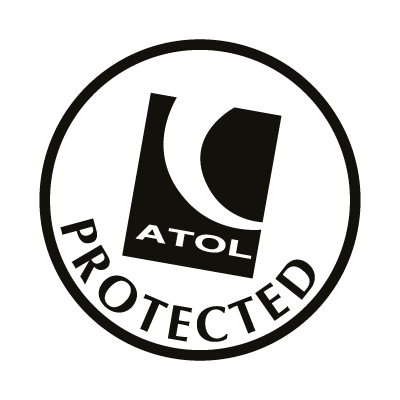 A black and white logo for a company called atol protected