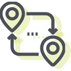 A map icon with two arrows pointing in opposite directions.
