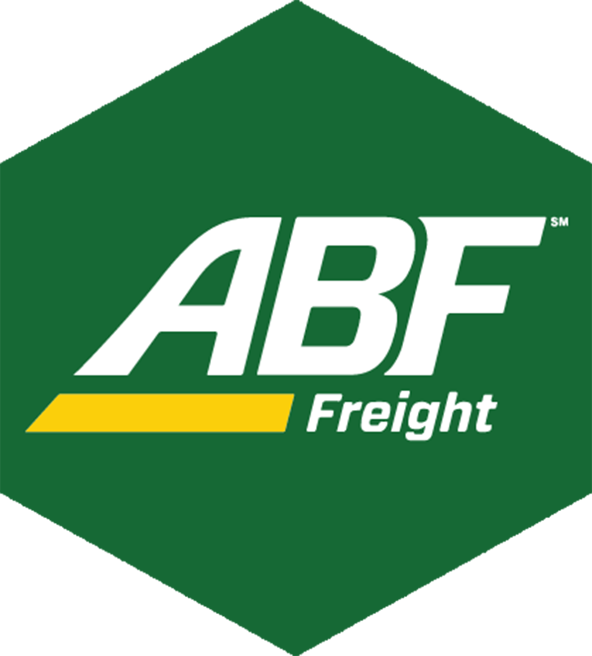 The abf freight logo is on a green hexagon.
