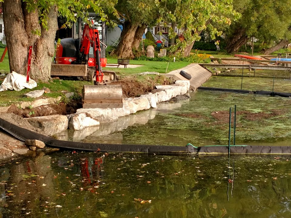 Laying Bedrock for Waterfront Landscaping in Chautauqua NY