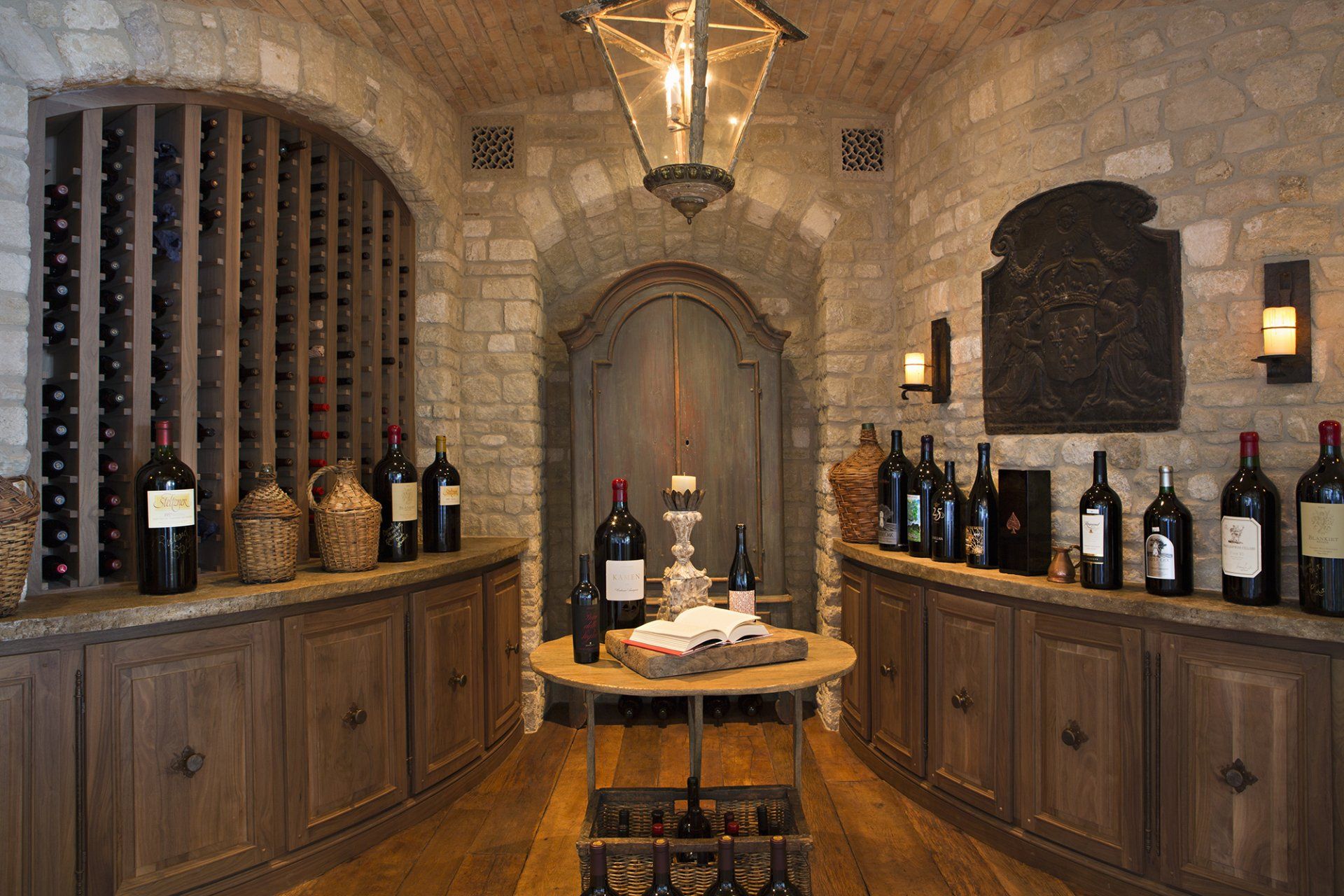 Wine cellar in a Southern California house designed by Oatman Architects