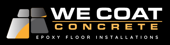 The logo for we coat concrete epoxy floor installations