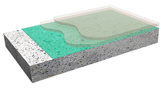 A drawing of a concrete surface with a green coating on it.