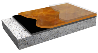 A computer generated image of a concrete floor with a wooden floor underneath it.