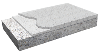 A piece of concrete with a piece of foam on top of it.