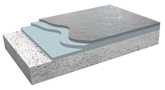 A drawing of a concrete floor with a gray and white coating