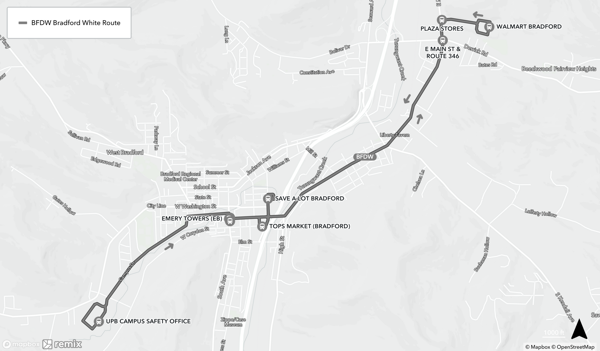 Map of Bradford White Route