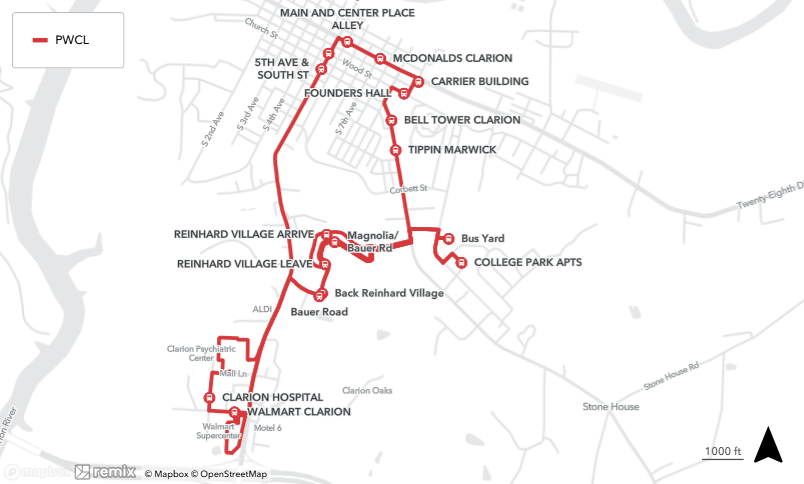 Map of PENNWEST CLARION LOOP