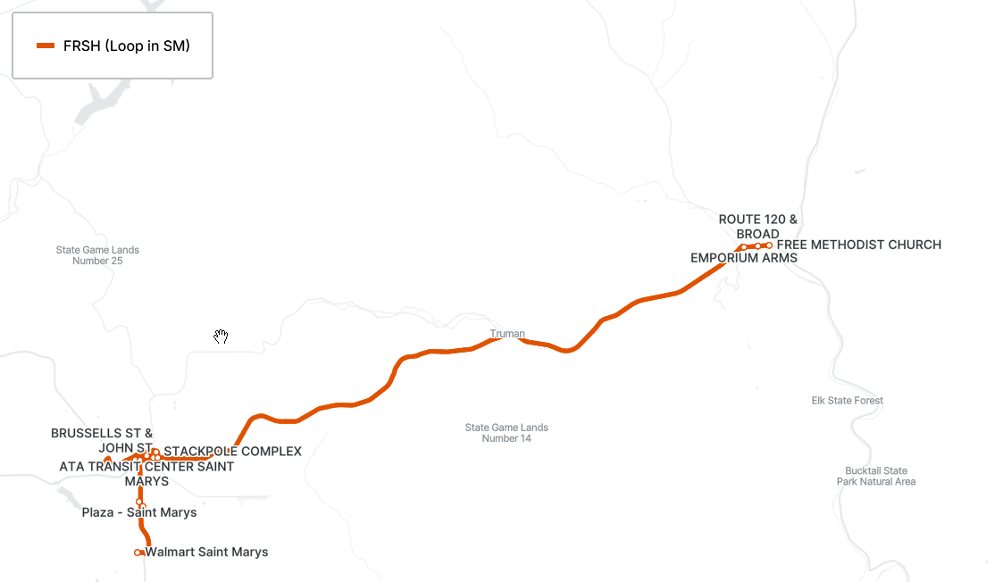 Map of Friday Shopping Trip ( Emporium to St Marys) Map of Friday Shopping Trip ( Emporium to St Marys)