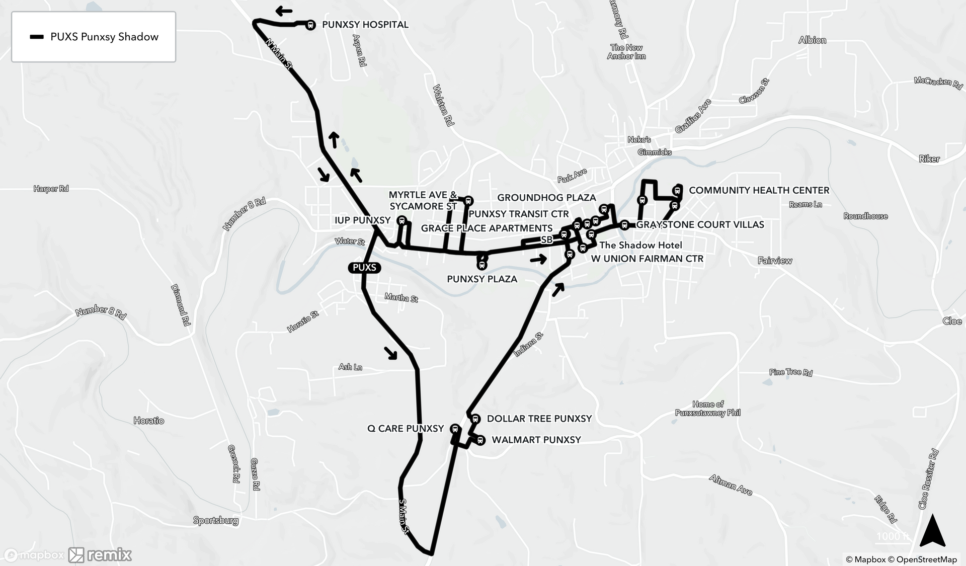 Map of Punxsy Shadow Route